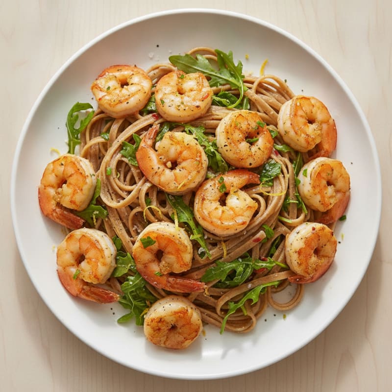 Shrimp Scampi with Arugula and Linguine