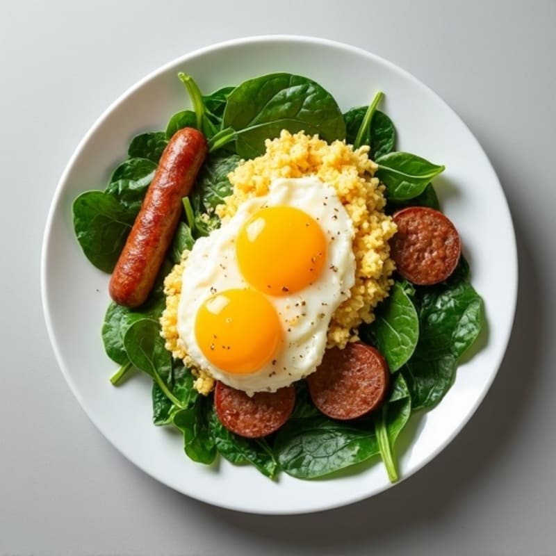 Egg White and Turkey Sausage Scramble with Spinach