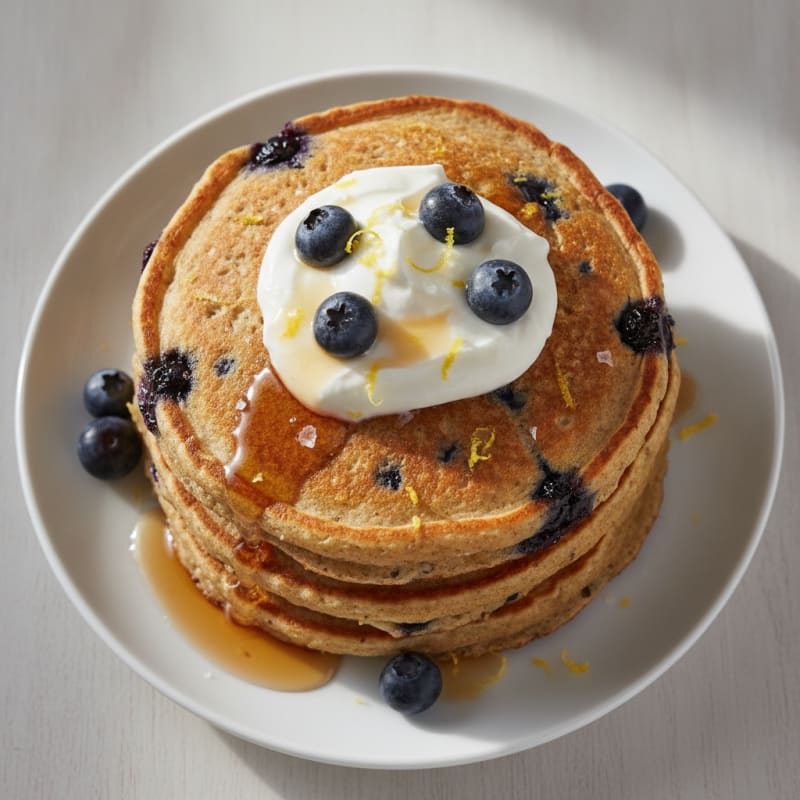 Blueberry Ricotta Pancakes with Lemon Zest