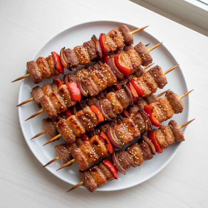 Spicy Gochujang Pork Belly Skewers