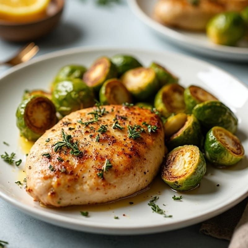 Herb-Roasted Chicken Breast with Crispy Brussels Sprouts
