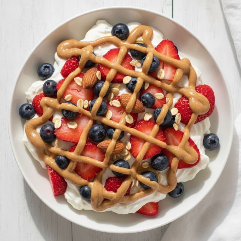 Greek Yogurt Protein Parfait with Mixed Berries and Almond Butter