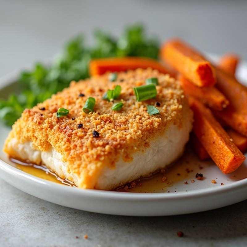 Crispy Baked White Fish with Roasted Sweet Potato Fries