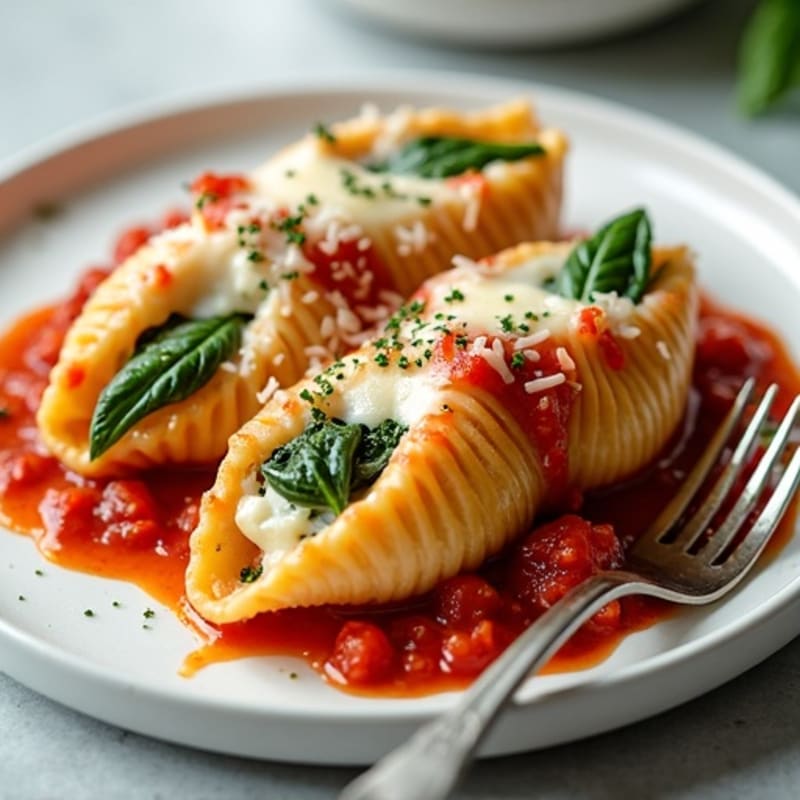Creamy Baked Spinach Ricotta Stuffed Shells
