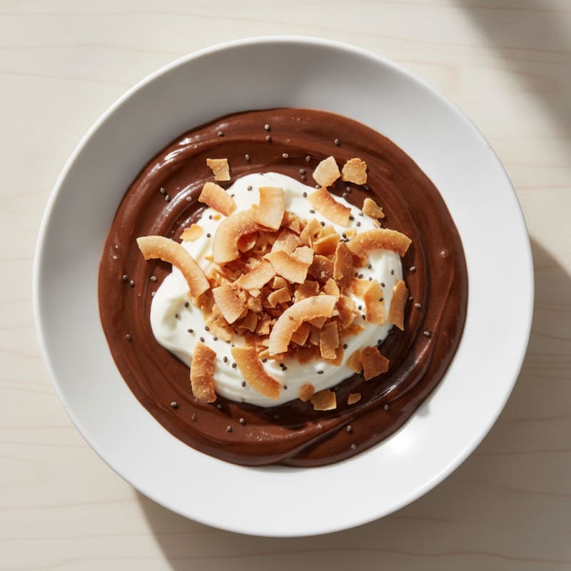 Silky Chocolate Protein Pudding with Toasted Coconut