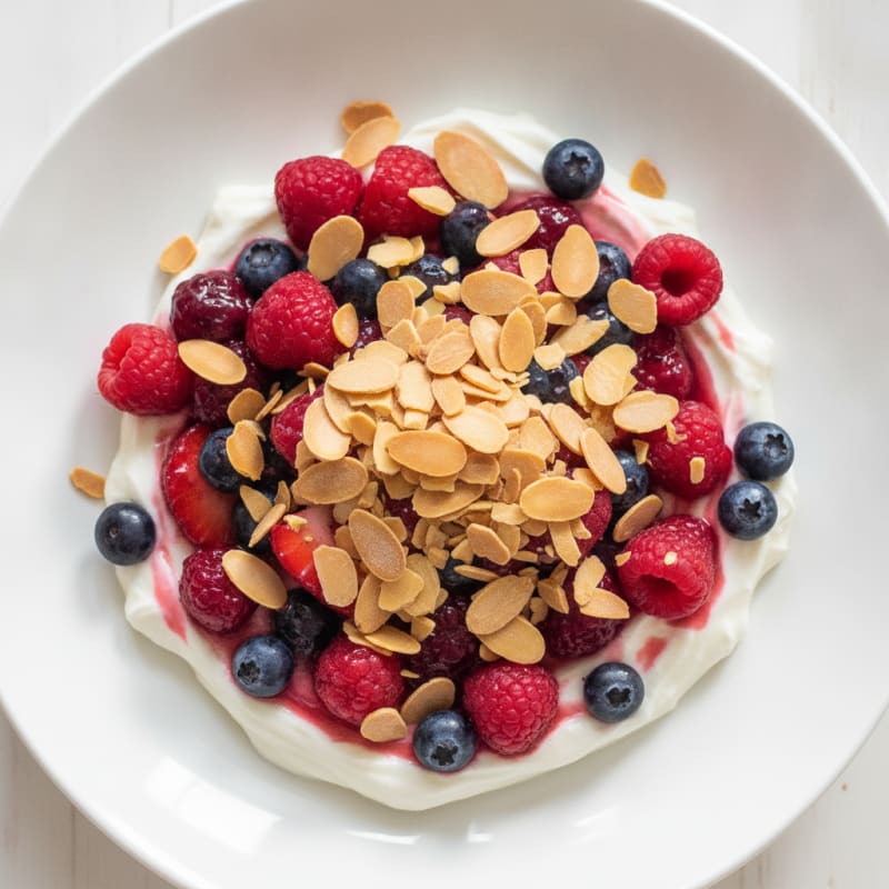 Greek Yogurt Protein Bowl with Mixed Berries and Almonds