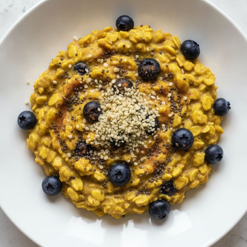 Creamy Turmeric Oats with Chia and Blueberries