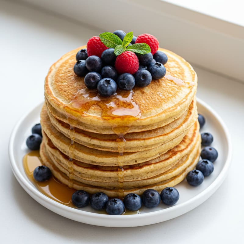 Golden Buttermilk Pancake Stack with Berries