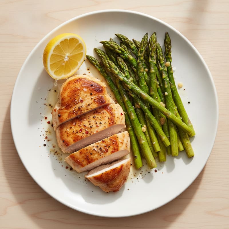 Pan-Seared Chicken with Roasted Asparagus
