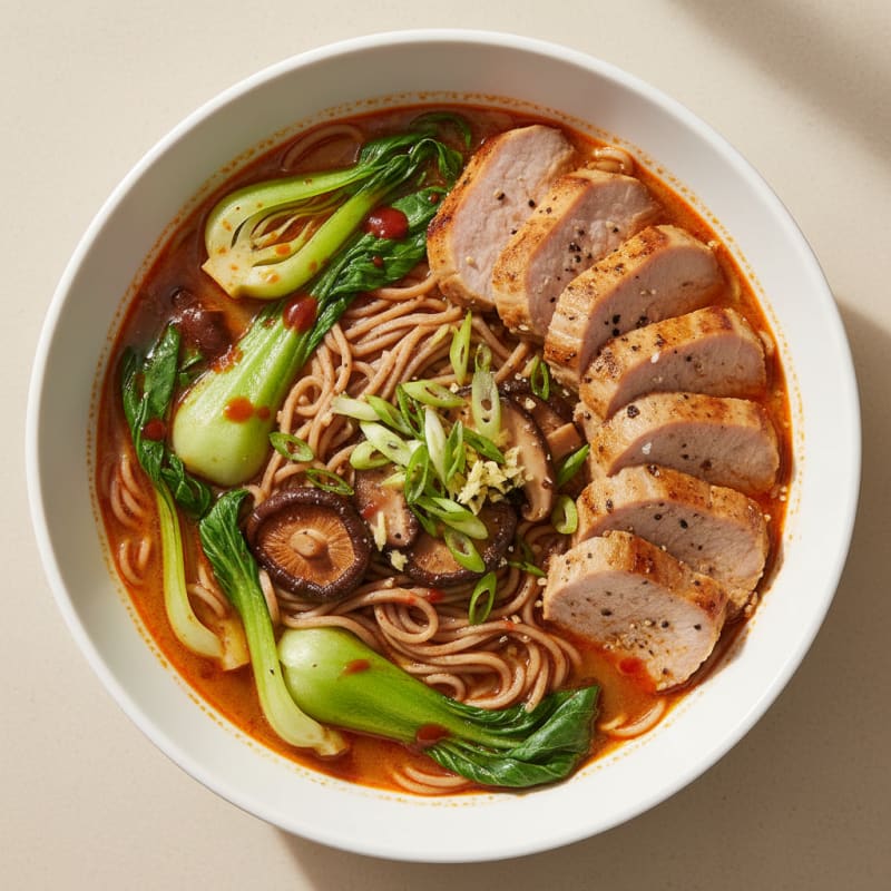 Spicy Sriracha Ramen with Tender Pork
