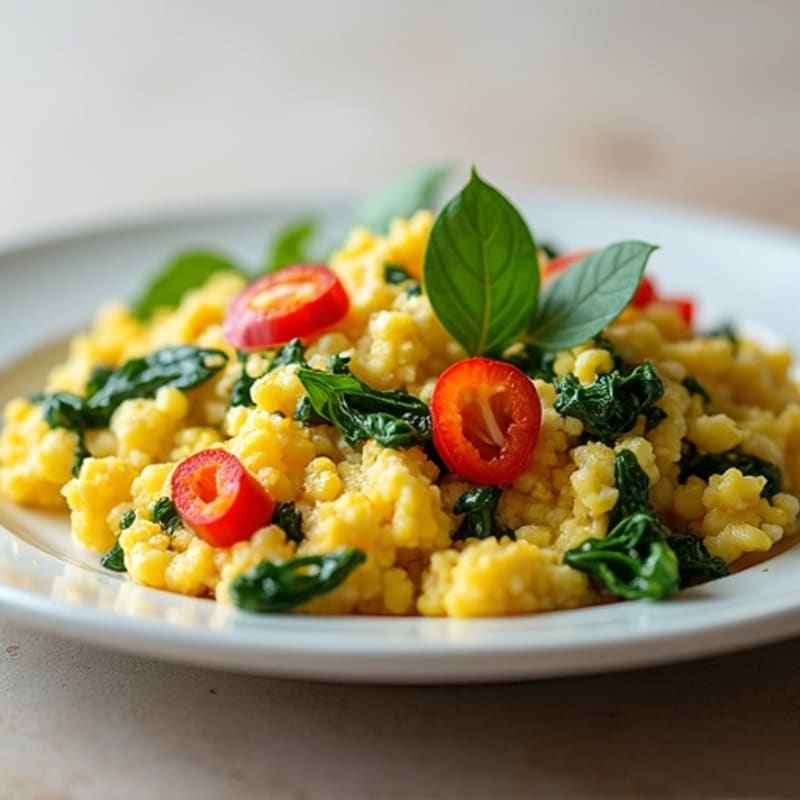 Quick Egg Scramble with Spinach and Bell Peppers