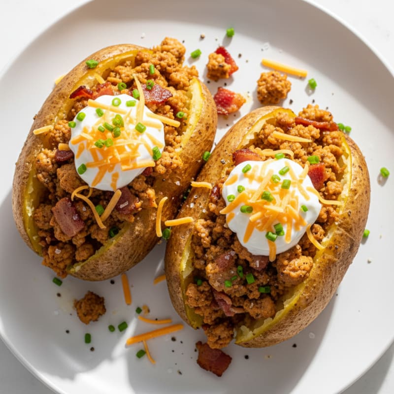 Golden Loaded Baked Potatoes with Crispy Bacon