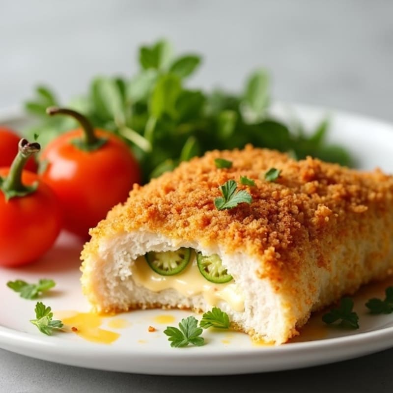 Crispy Baked Chicken Breast with Creamy Spicy Jalapeño Filling