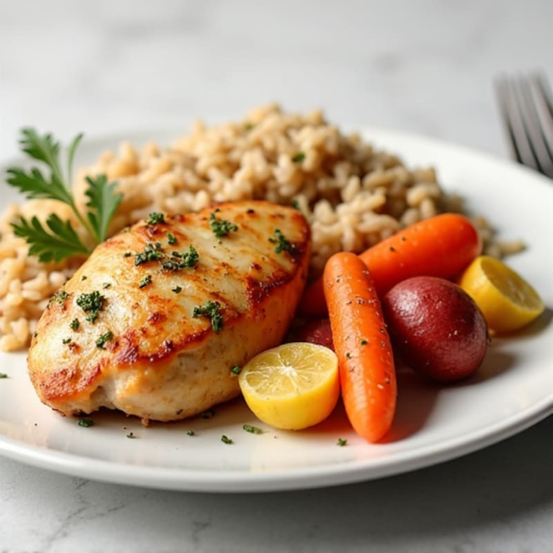 Oven-Baked Chicken Breast with Garlic Roasted Potatoes