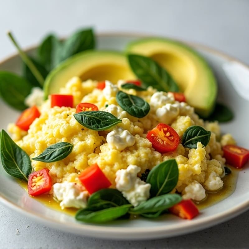 Egg White Scramble with Spinach and Cottage Cheese