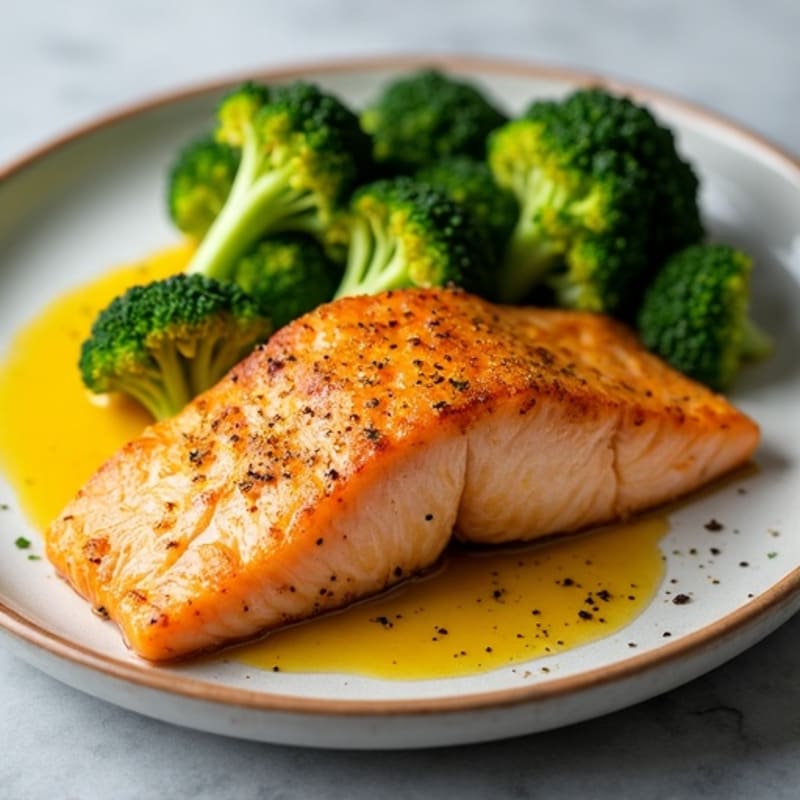 Crispy Pan-Seared Salmon with Turmeric Roasted Broccoli