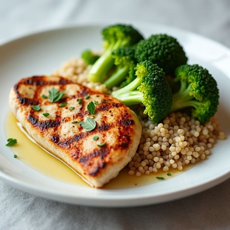 Grilled Chicken Breast with Quinoa and Steamed Broccoli