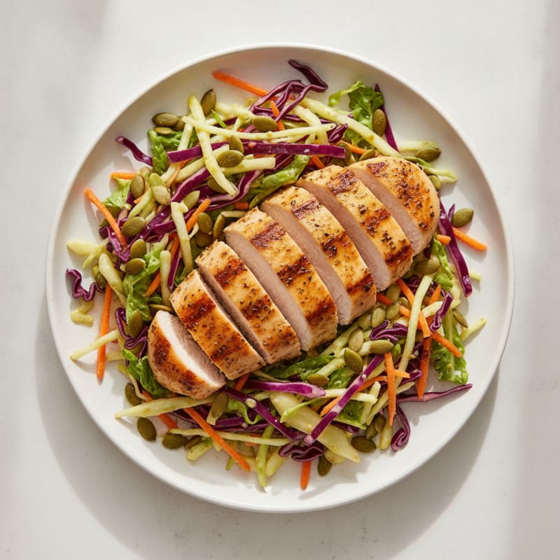 Grilled Chicken Breast with Crunchy Cabbage Slaw
