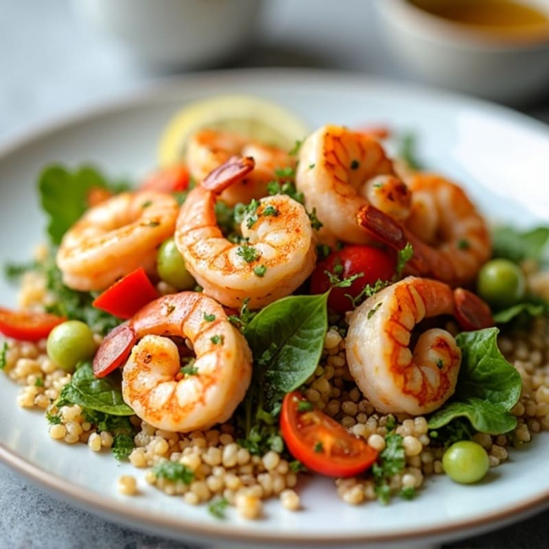 Grilled Shrimp and Quinoa Salad with Crunchy Vegetables