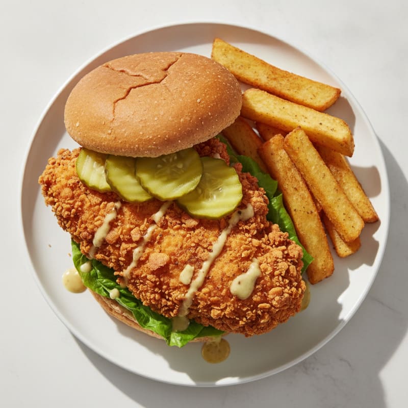 Southern Fried Chicken Sandwich with Yucca Fries