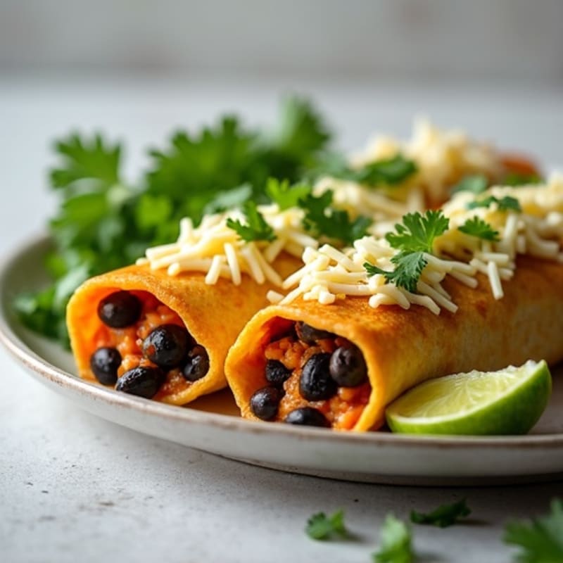 Salsa Verde Chicken Enchiladas with Black Beans