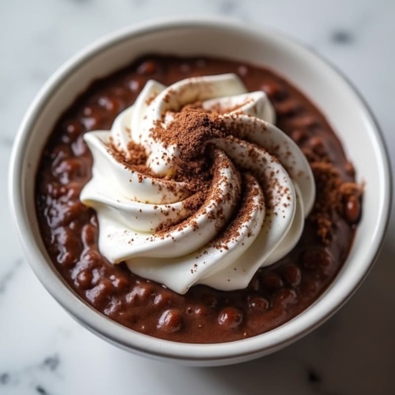 Fudgy Dark Chocolate Black Bean Protein Pudding with Creamy Greek Yogurt Swirl