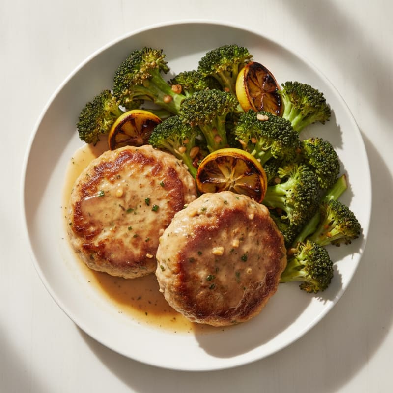 Seared Turkey Patties with Roasted Broccoli