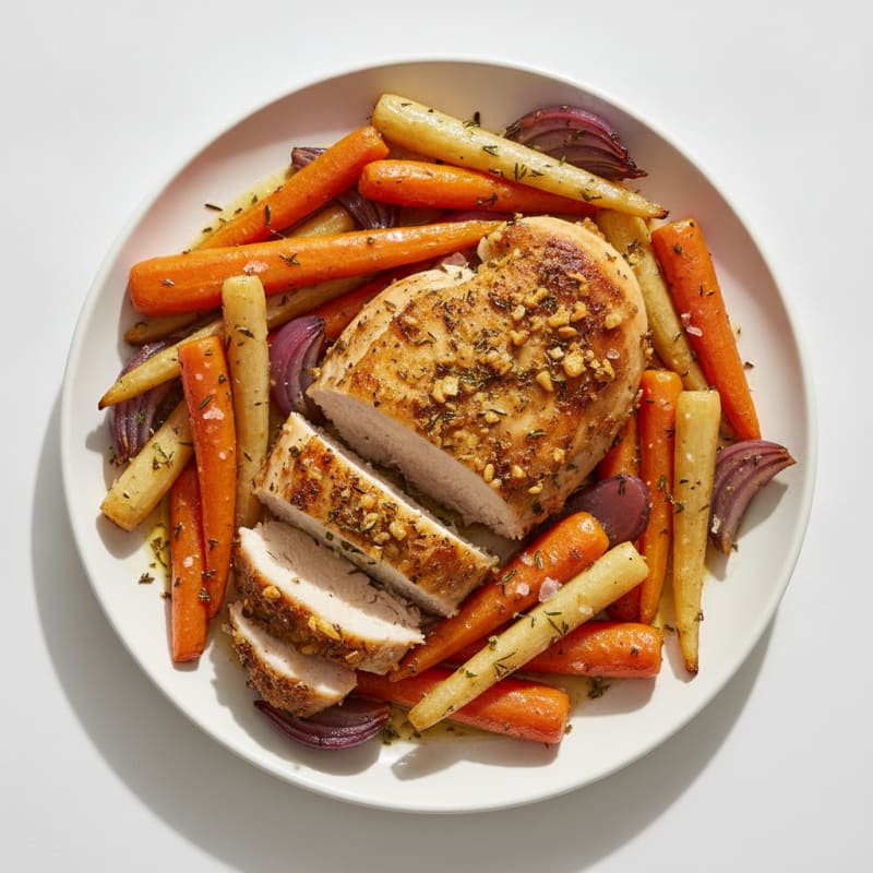 Garlic Herb Roasted Chicken with Root Vegetables