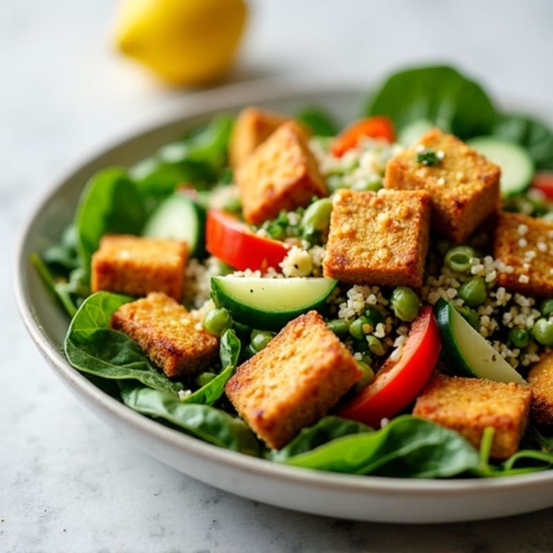 Crispy Tofu and Edamame Power Salad with Quinoa