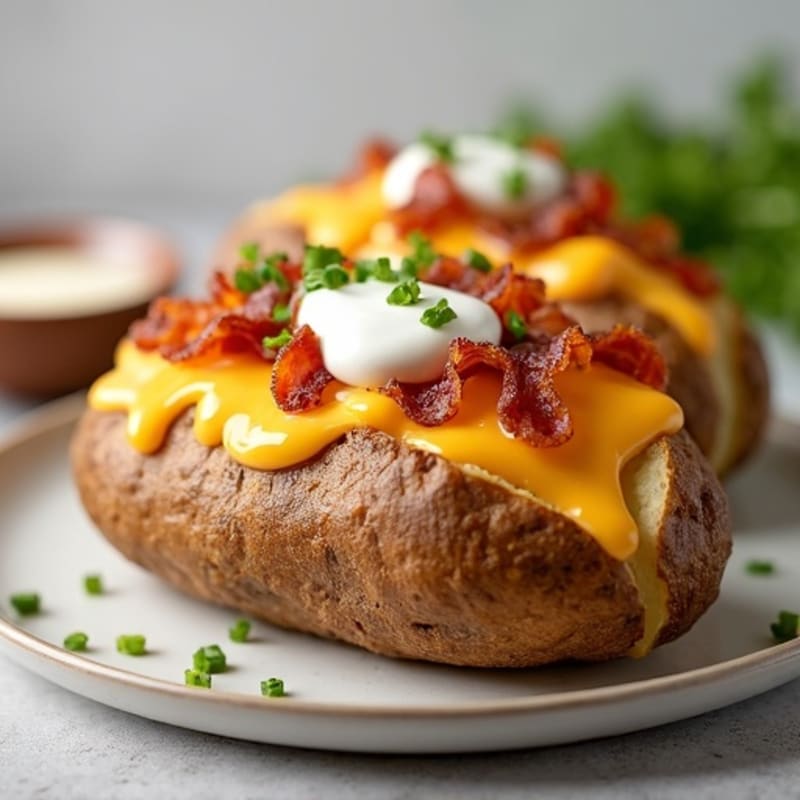 Crispy Baked Potatoes with Creamy Cheese and Smoky Lean Bacon