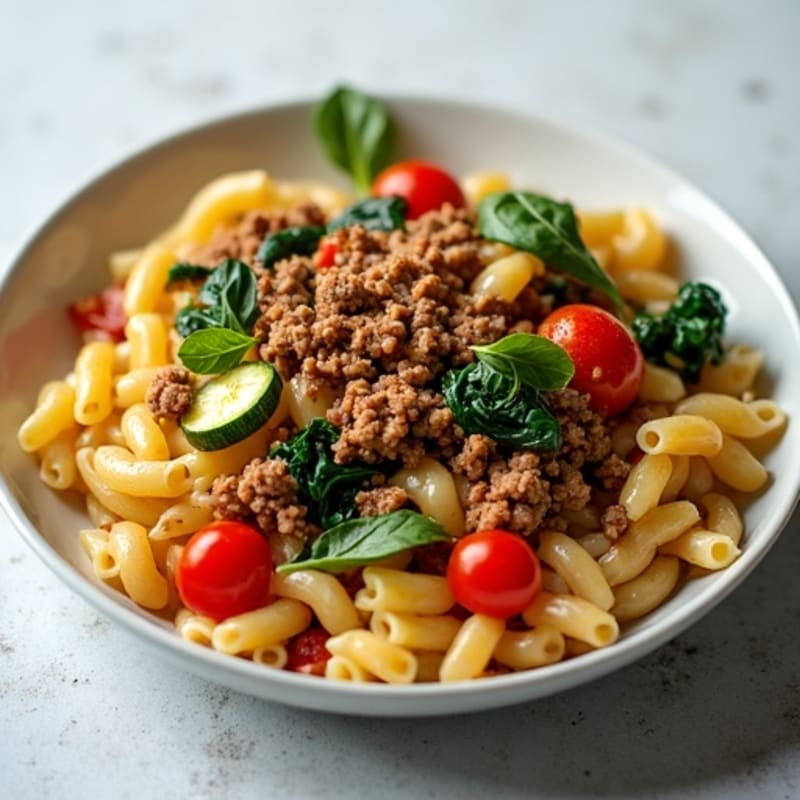 Hearty Lean Ground Beef Pasta with Garden Vegetables