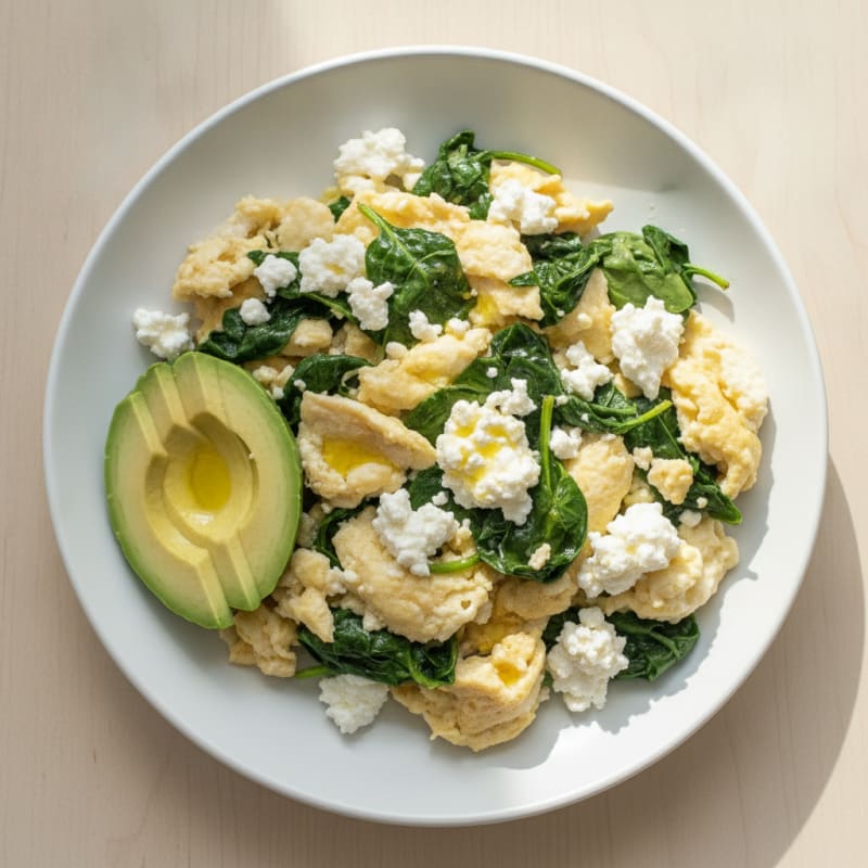 Egg White and Spinach Scramble with Cottage Cheese