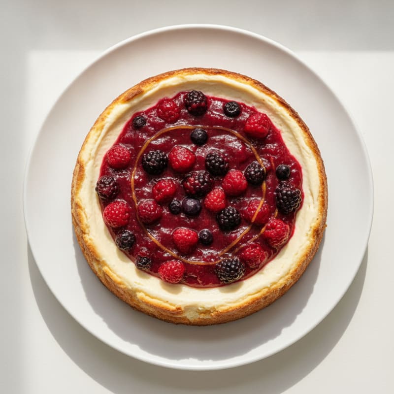 High-Protein Yogurt Cheesecake with Berry Compote
