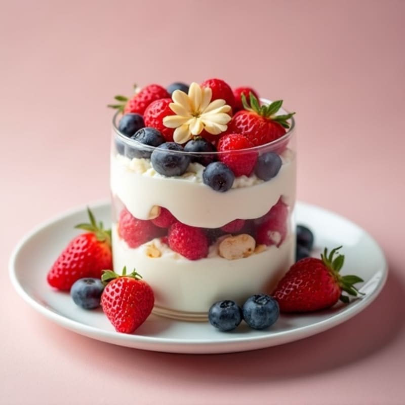 Cottage Cheese Berry Parfait with Almonds