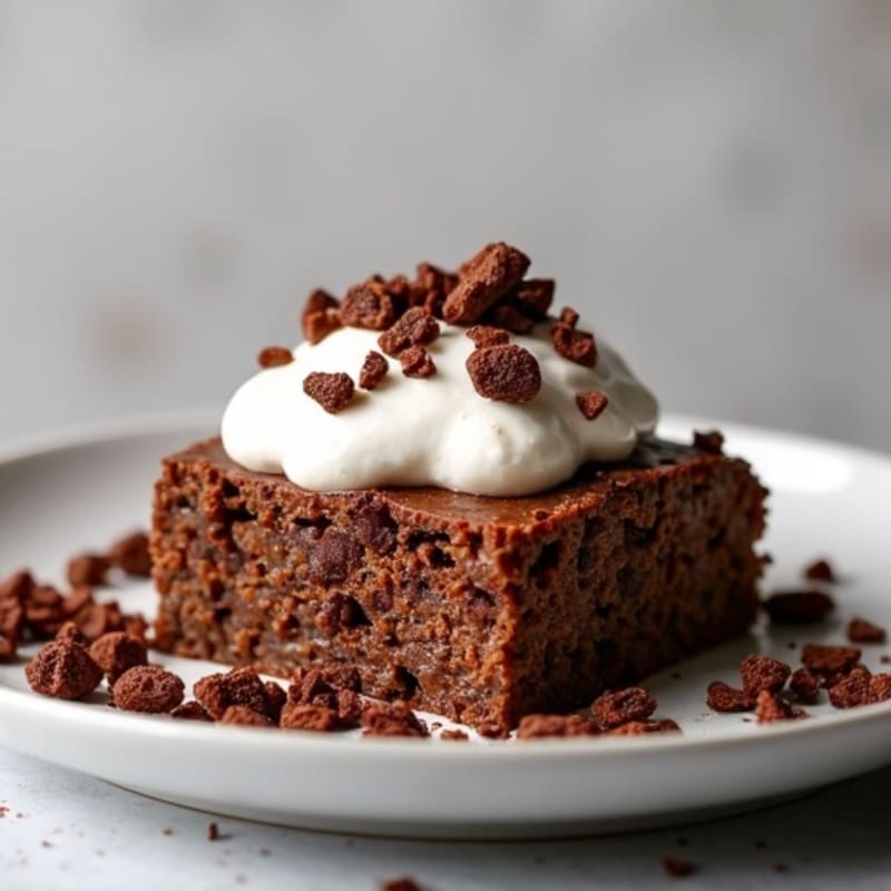 Chocolate Protein Baked Oats with Creamy Yogurt and Crunchy Cacao