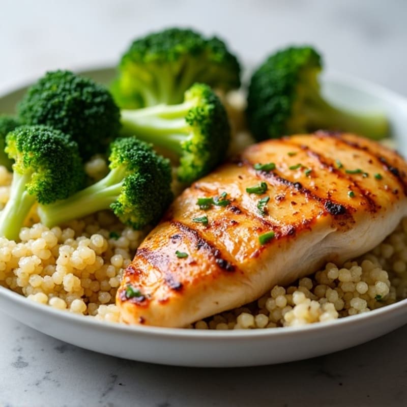 Grilled Chicken Breast with Roasted Broccoli and Quinoa
