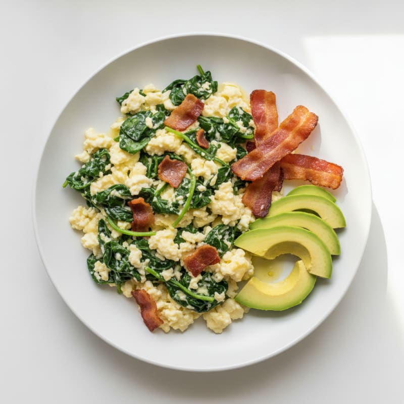Egg White Scramble with Spinach and Turkey Bacon