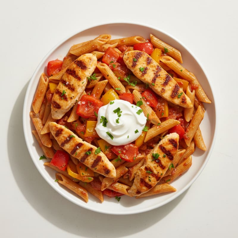 Jerk Chicken Pasta with Bell Peppers