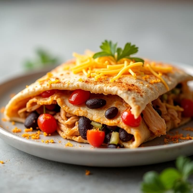 Healthy Shredded Chicken and Black Bean Tortilla Bake