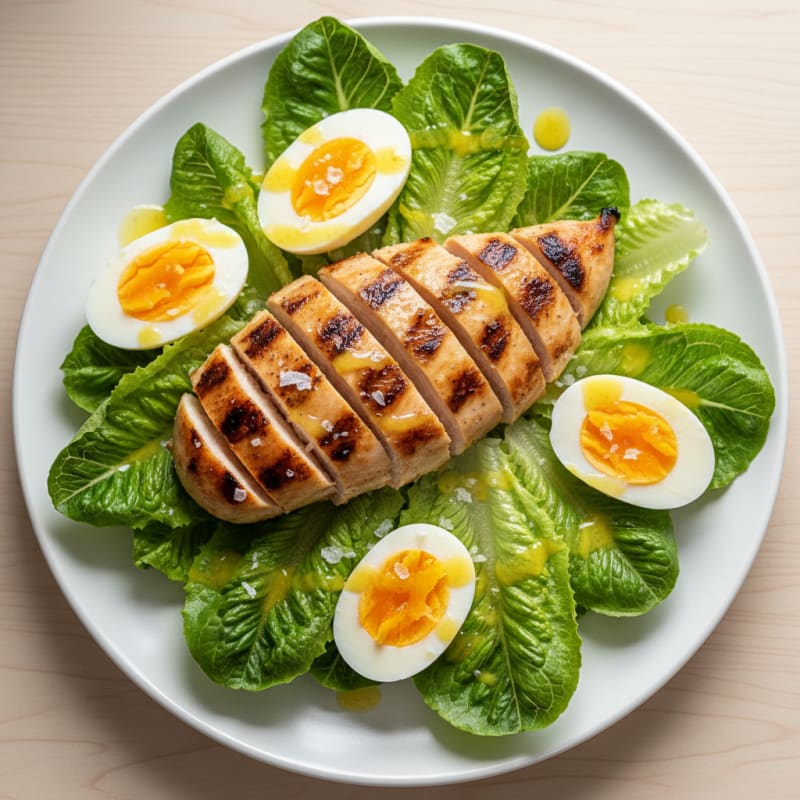 Grilled Chicken Breast with Hard-Boiled Eggs and Crisp Romaine