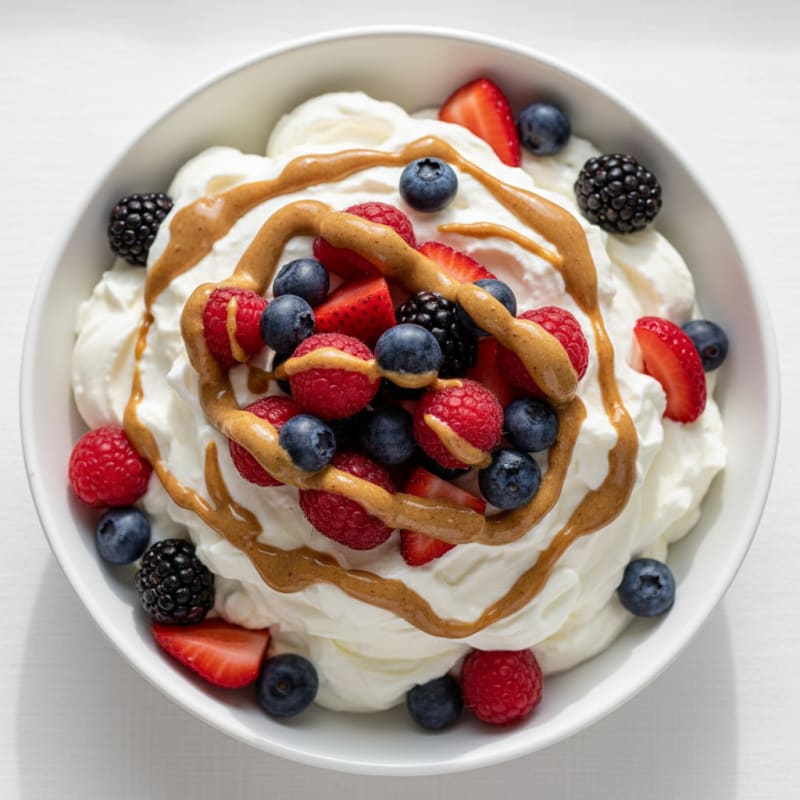 Silky Greek Yogurt Protein Mousse with Mixed Berries