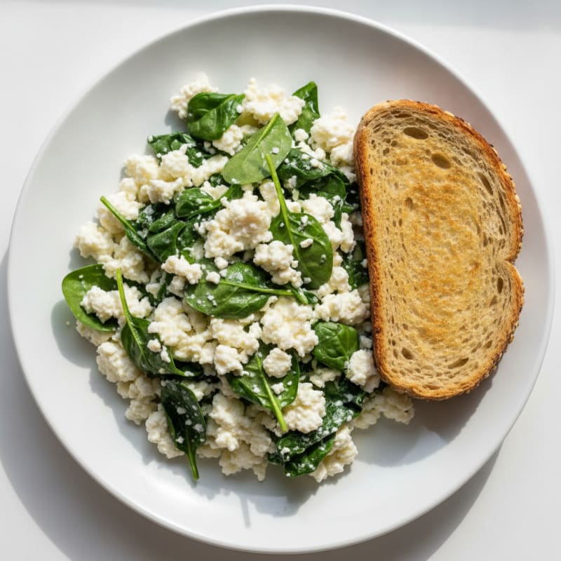 Egg White Scramble with Cottage Cheese and Spinach