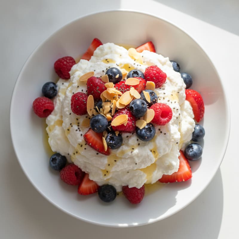 Greek Yogurt Protein Mousse with Mixed Berries