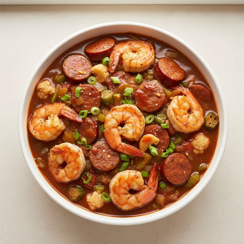 Spicy Creole Shrimp and Sausage Gumbo