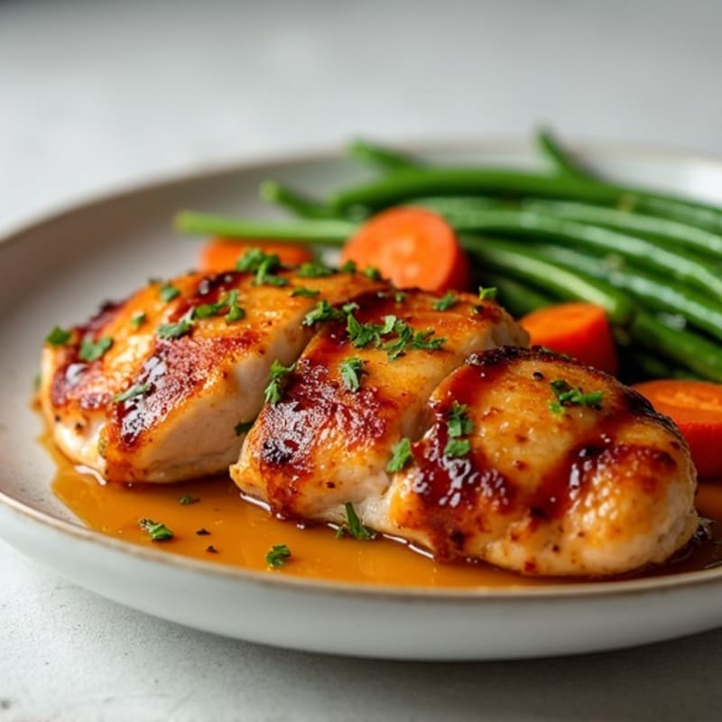 Maple Glazed Chicken with Roasted Carrots and Crispy Green Beans