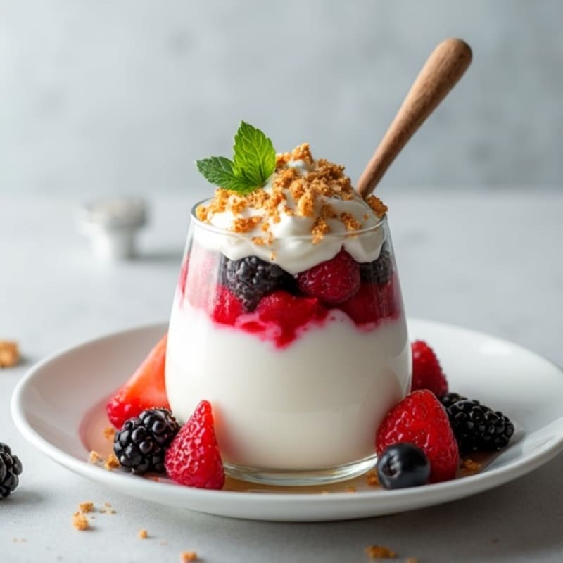 Greek Yogurt Protein Parfait with Berries and Egg White Meringue Crunch