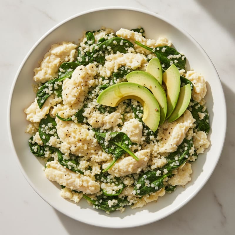 Egg White and Spinach Scramble with Quinoa