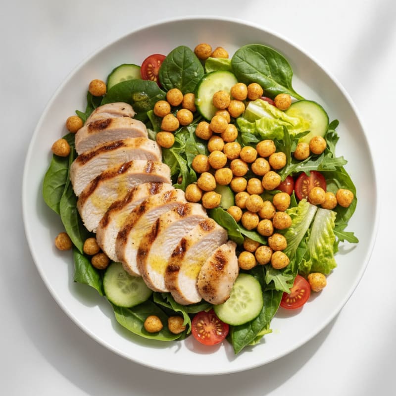 Grilled Turkey Breast Salad with Crunchy Chickpeas