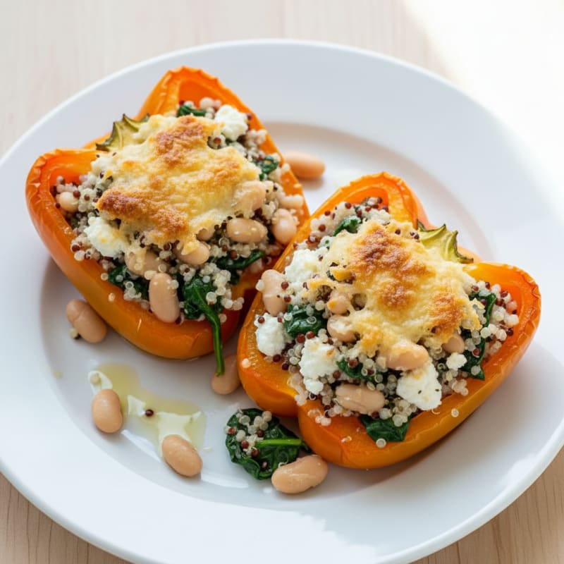 Creamy Cottage Cheese and Quinoa Stuffed Bell Peppers with White Beans