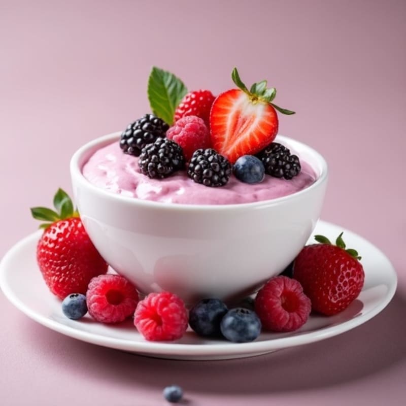 Greek Yogurt Protein Mousse with Mixed Berries